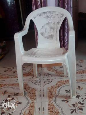 White And Pink Floral Wooden Chair