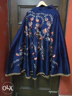 Beautiful Royal blue skirt having hand embroidery