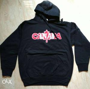 Black And Red Canda Printed Pull-over Hoodie medium size