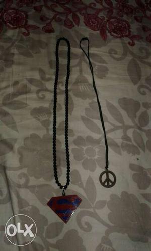 Black Ball-chain Necklace With Superman Pendant