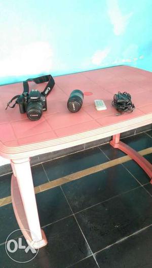 Black DSLR Camera Set With Telephoto Lens