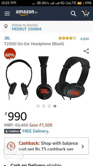 Black JBL T25OSI On-Ear Headphone Screenshot