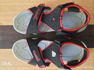 Black Red And Gray Vomax Sandals