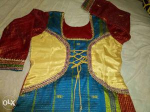 Blue And Multiclored Traditional Dress