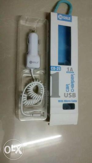 Branded car charger with extra port and 3month