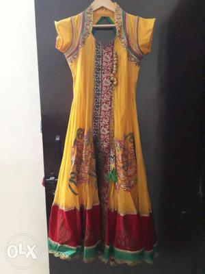Fancywear dress with yellow and red combination