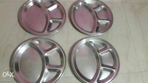 Four Round Stainless Steel Plates