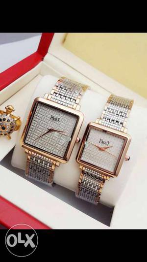 Gold and silver couple watch..