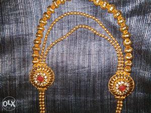 Gold-colored With Red Beaded Necklace