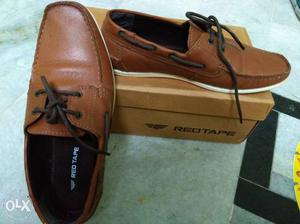 Pair Of Brown Red Tape Boat Shoes With Box