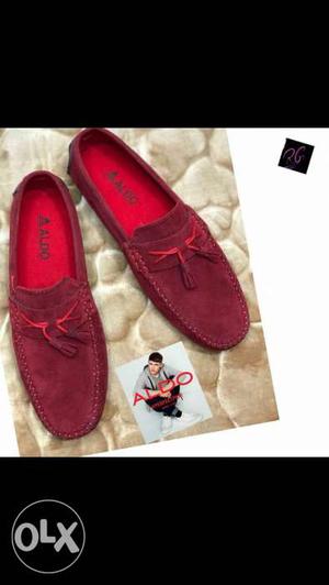 Pair Of Red Leather Loafers