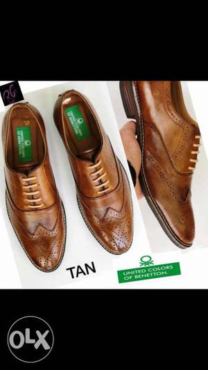 Pair Of Tan Leather Oxford Shoes