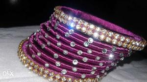 Purple Silk Bangle Bracelet
