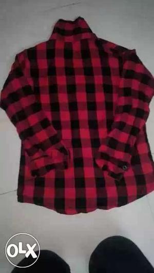 Red And Black Checked Dress Shirt