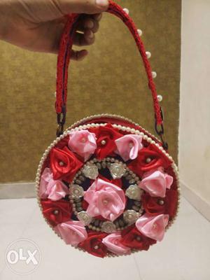 Red, Pink, And White Floral Shoulder Bag
