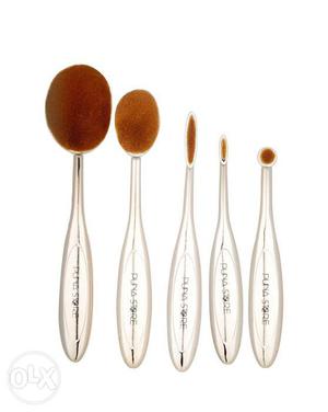 Silver Oval Makeup Blender Brush Set