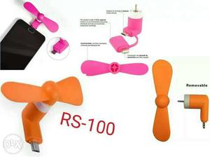 Two Orange And Pink USB Fan