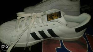 White-and-black Adidas Superstar Shoes