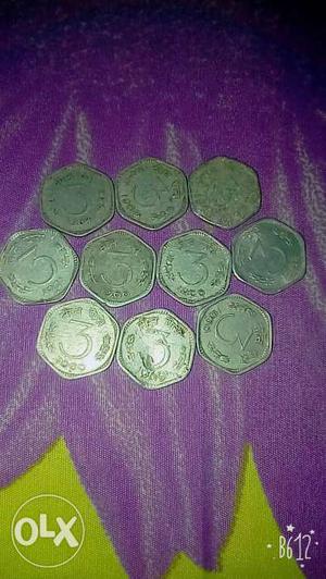 3 Indian Paise Coin Collection