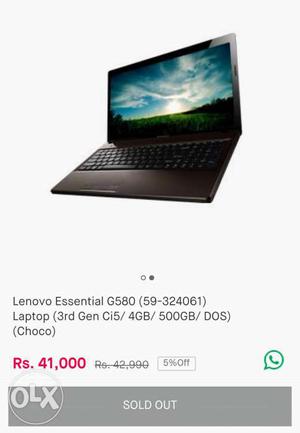 Black Lenovo Essential G580 Laptop Comptuer