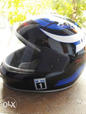 Black, White, And Blue Full-face Helmet