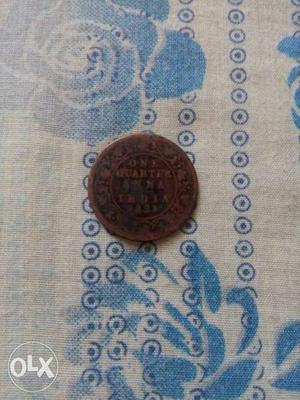  Copper-colored Indian Quarter Anna Coin