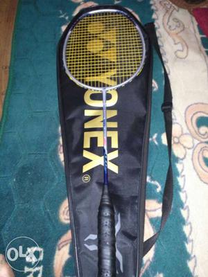 White And Blue Yonex Badminton Racket With Black Case