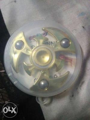 Yellow 3-blade Fidget Spinner With Clear Plastic Case
