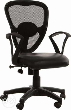 Black Leather Rolling Office Chair