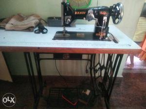 Black Nandi Treadle Sewing Machine with motor,one year,
