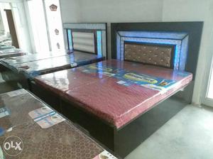 Black Wooden Bed With Mattress