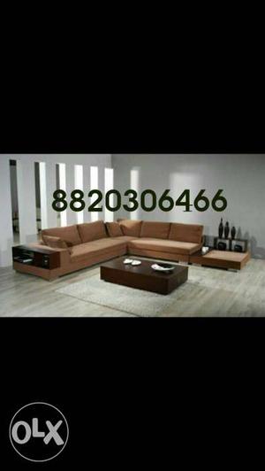 Brown Wooden Sectional Sofa Screenshot