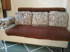 Brown & white sofa set - 2 sofas