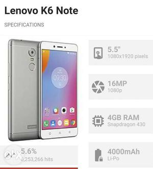 Lenovo k6 note good in condition