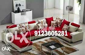 Red And White Floral Sectional Couch