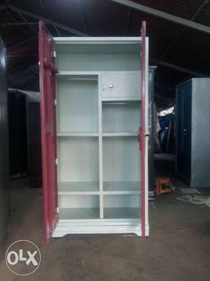 Red And White Wooden 2-door Wardrobe