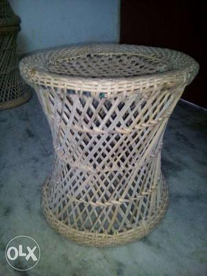 Round Brown Wicker Table