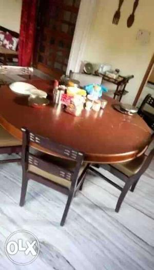 Round table with 6 chairs,pure teak wood,in