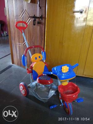 Toddler's Blue And Red Push Trike
