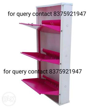 White And Pink Wooden Shelf