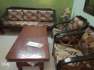 Wooden sofa and chairs with center Table