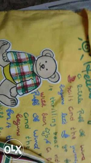 Yellow And Green Bear Graphics Textile