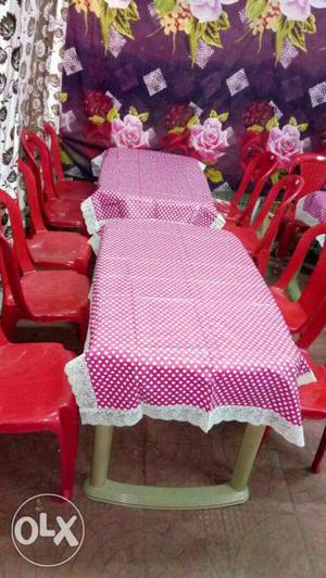 Pink And White Table Cloth
