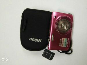 Pink Nikon Cool Pix With Black Case