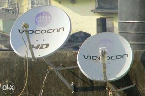 Two White Videocon Satellite Dish