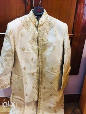 White And Beige Sherwani