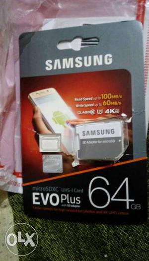 White And Gray 64 GB Samsung Micro SDXC UHS-I Card