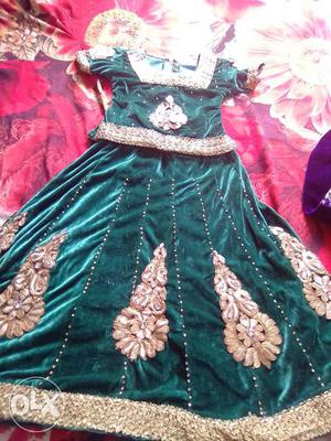 Green And Gold Floral Medieval Dress