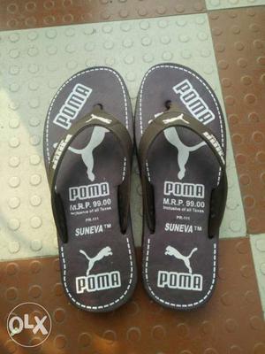 Pair Of Black Puma Flip-flops