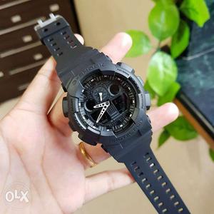 Round Black Framed Casio G-Shock Watch With Black Strap